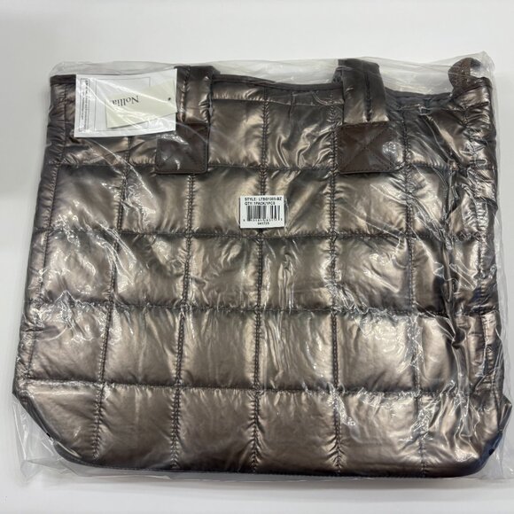 Quilted Puffer Tote - Shiny Bronze - Double Handle- XL- Lightweight -NWT - Picture 6 of 6